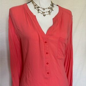 Coral Loft long sleeve blouse with buttons and pocket